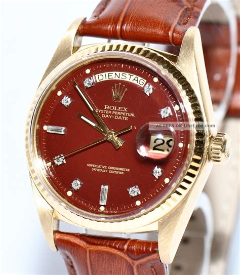 rolex day date in gold aus den 70ern mit lederarmband|day date rolex.